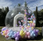 Hot sale balloon inflatable bubble house with trampoline and transparent dome PVC material with blower - Image 2