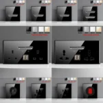 European British French Standard Tempered Glass Switch Socket with Indicator Light , Self-Reset 1 2 3 4 Gang Wall Panel Outlets - Image 2