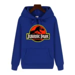 2025 Men's high-end quality Jurassic Park pattern print Autumn Winter thick warm outdoor hooded hoodie Harajuku Leisure fashion - Image 4