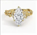 10K Solid Real Gold Lab grown diamond wedding ring for female IGI Horse Eye 2 carat CVD vine design engagement ring for female