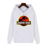 2025 Men's high-end quality Jurassic Park pattern print Autumn Winter thick warm outdoor hooded hoodie Harajuku Leisure fashion - Image 2
