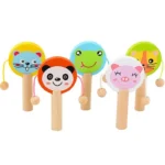 Kids Cartoon Wooden Rattle Drum Handle Clapping Castanets Board For Baby Musical Instrument Preschool Early Educational Toys - Image 2