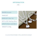 Aravant 925 Silver Bridal Jewelry Sets Love Heart Necklace Bracelets Set For Women Fashion Jewelry - Image 6