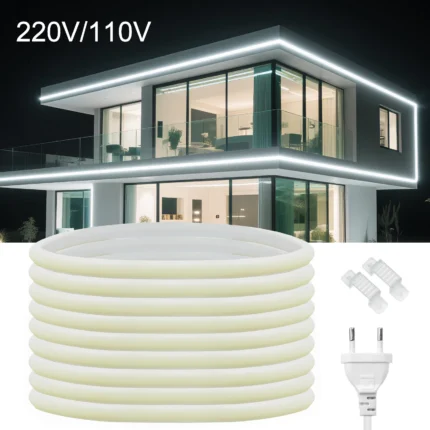 110V 220V COB LED Strip Outdoor Waterproof Decor 5/10/15/20M Neon Led Strip with EU UK US Plug Garden Lights For Kitchen Bedroom