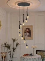 Modern Pendent Lamp Designer Crystal Suspended Staircase Pendant Light Living Room Ceiling Villa Pendant Restaurant Chandelier - Image 2