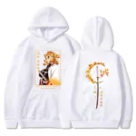 New autumn and winter men's Harajuku hoodie anime Rengoku Kyoujurou printed sweatshirt casual and fashionable hoodie - Image 2