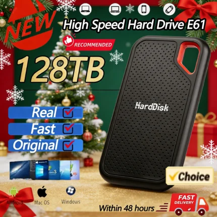 High speed external hard drive 2TB USB 3.1 interface shockproof and portable, suitable for fast data transfer in laptops/PCs/Mac
