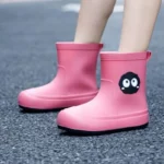 Waterproof Non Slip Fleece Lined Parent Child Rain Boots for Kids Stylish Mid Calf Japanese Design Winter Shoes - Image 3
