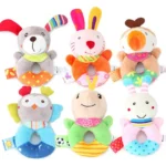 Baby Plush Rattle Cartoon Animals Crib Mobile Bed Bell Toys 0-12 Months Infant Toddler Early Educational Toy for Newborn Gifts