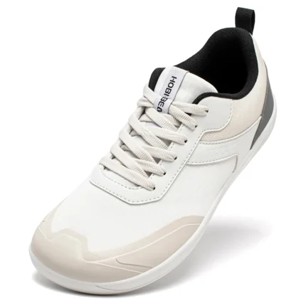 HOBIBEAR Wide Toe Shoes Mens Womens Minimalist Mesh Artificial Leather Sneakers Lace Up Lightweight Breathable Walking Shoes