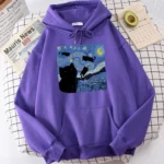 The Starry Cat Night Printing Hoodies Men Autumn Oversize Hoodie Fashion Fleece Sweatshirts Casual S-Xxl Pullover Tops - Image 2