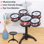 Children's Jazz Drum Set 3 drums/5 small stools Drum Stick Set Children's Music Development Intelligence Education Toy Gifts - Image 4