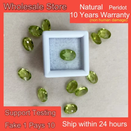 Factory Wholesale 100% Natural Olivine Peridot Loose Stone Round Cut Gems ​for Earring Ring Necklace Jewelry Making Accessories