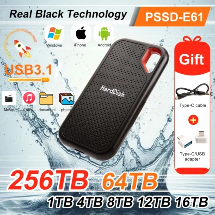 Hot Sales E61 SSD Portable External Hard Drive 2TB M.2 Disk Memory USB3.1 Storage for SanDisk notebook Desktop Computer Phone