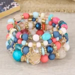 New Acrylic Beads Chain Bracelet Set For Women Tree Of Life Charm Elastic Bangle Female Bohemian Jewelry Accessories - Image 3