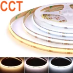 2m 3m 5m DC12V 24V CCT COB LED Strip Lights 608LEDs/M Dimmable LED Lights Tape 2700K - 6500K Changeable CCT FCOB Lamp Room Decor