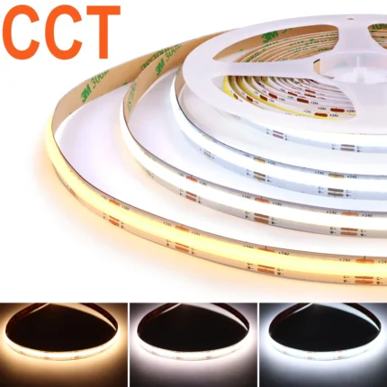 2m 3m 5m DC12V 24V CCT COB LED Strip Lights 608LEDs/M Dimmable LED Lights Tape 2700K - 6500K Changeable CCT FCOB Lamp Room Decor
