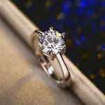 Korean Style Female Small Moissanite Ring Fashion 925 Silver &Gold Wedding Band Rings Promise Love Engagement Rings For Women - Image 4