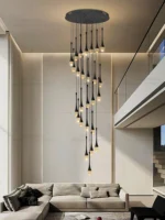 Modern Pendent Lamp Designer Crystal Suspended Staircase Pendant Light Living Room Ceiling Villa Pendant Restaurant Chandelier
