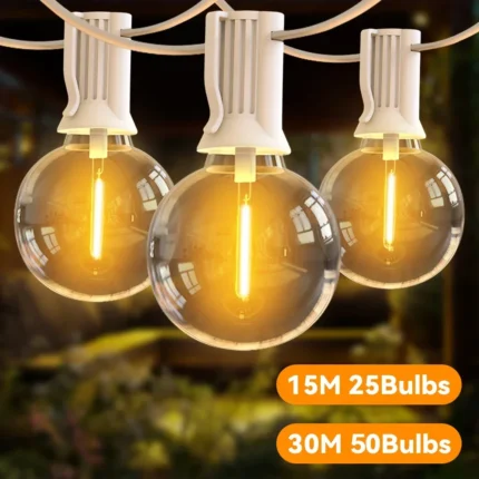 30M 15M Fairy String Light G40 LED Ball Festoon Lights Connectable Wedding Light String Decoration For Backyard Garden Party