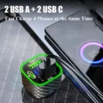 UYUXIO USB C Car Phone Charger Dual PD 4 in 1 with Voltage Display Super Fast Charge Adapter for iPhone Xiaomi Oppo Vivo Samsung - Image 2