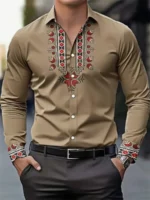 Men's 3D HD Printing Retro National Style Long Sleeve Casual Shirt Spring and Autumn Fashion Lapel All-match Tops xs-6XL Size - Image 2