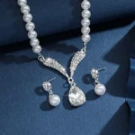 3PC Women's Fashion Trend Pearl Droplet Necklace Earrings Jewelry Set Wedding Banquet Party Festival Gift - Image 4