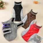 Fleece Warm Dog Clothes With D-ring Thicken Reflective Pets Vest Coat For Winter Waterproof Plaid Pet Jacket Small Large Dogs