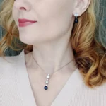 Wedding 925 Silver Natural Freshwater Pearl Necklace Earrings Set,Multi Color Pearl Jewelry Set Wife Mother Birthday Gift Black - Image 5