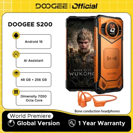 Global Version DOOGEE S200 5G Rugged Phone Android 16 48GB 256GB 6.72" 120Hz Display 100MP Camera 10100mAh Battery AI Assistant