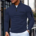Men's Casual Long-Sleeve Polo Shirt Pullover Sweatshirt Spring and Autumn Outdoor Sports Zipper Men's Shirt Sweatshirt Top - Image 3