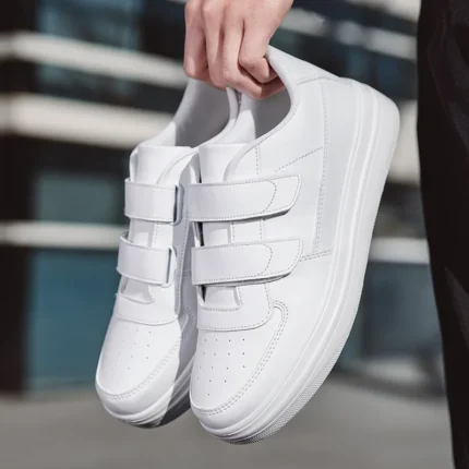 Hook Loop Men's White Sneakers Big Size 47 48 Lightweight Men Urban Sneakers Platform Skateboard Shoes For Men Zapatillas Hombre