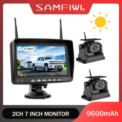Digital Wireless 7" Monitor DVR Standby Mode 1080P Solar Panel Magnetic Base Rear View Reversing Camera Truck Caravan