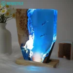 Resin LED Ocean Surfing Night Lights Handmade Wooden Resin Bedside Table Lamp 3D Art Ornaments For Office Bedroom Room Party