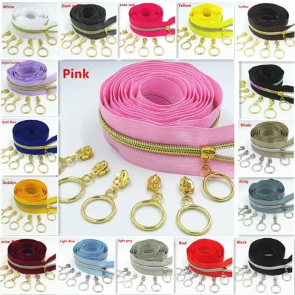 2 Meters 4 Slider 5# Golden Silver Slider Tooth Large Piece of Nylon Coil Code DIY Household Sewing Zipper