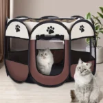 Foldable Octagonal Pet Tent Portable Cat Dog Cage for Outdoor Camping Large Enclosure Travel Fence House for Cats and Dogs