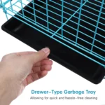 Folding Metal Crate, Cage Crate with Removable Tray, Wire Kennel Cage Segregation Cage Crate ( Blue, ) - Image 5