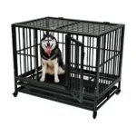 Heavy Duty Dog Cage, Metal Kennel and Crate for Large Dog, Easy To Assemble Pet Playpen with Wheels and Removable Tray - Image 5