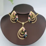 Sunnice Quality Fashion Women Jewelry 5in1 Set Diamond Zircon Romantic Vantage Large Earring Necklace Big Ring Drop Style - Image 2