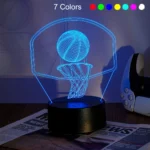 1pc Basketball Hoop 3D Night Light, 3D Optical Illusion Lamp With Touch, 7-Color Changing Ambient Light For Bedroom