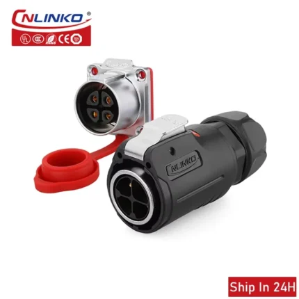 Cnlinko LP24 M24 Waterproof 3 4pin Quick Disconnect Plug Socket 25A Power Connector for Stage Landscape City Street Lighting