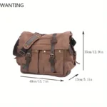 WANTING Canvas Leather Men Messenger Bags Big Satchel Shoulder Bags Male Laptop Briefcase Travel Handbag - Image 3