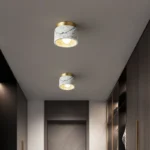 Nordic Marble Downlight Living Bedroom Room Decor Marble Ceiling Light Green White Stone Corridor Aisle Lamp - Image 4