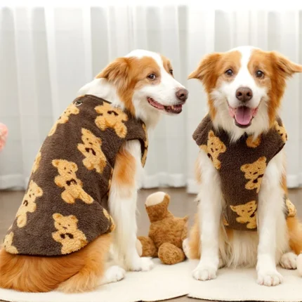 Pet Warm Flannel Clothes Cute Teddy Bear Pattern Dog Sweater Winter Dog Clothes Fleece Vest Pullover Coat Pet Apparel