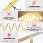 IP68 Waterproof COB LED Strip Lights 12V 24V 480Leds/M High Density Flexible Diode Tape Light RA90 3000K 4000K 6000K Room Decor - Image 3