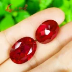 Loose Oval Shape Natural Cut Artificial Red Lab grown Created Ruby Gem Stone with Minor Cracks Inclusions for Jewelry Making AGL