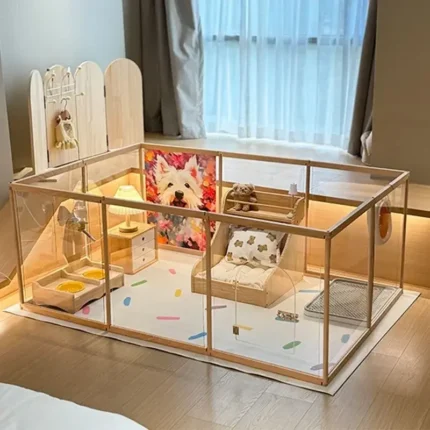 Pet pen dog cage Indoor villa for small and medium-sized dogs with fence and isolation gate in domestic kennel