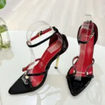 Liyke Sexy Gold Silver Ankle Cover Strap Sandals Women Shoes Fashion Metal Decoration Pointed Open Toe Party Club Stripper Heels - Image 6