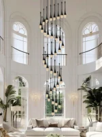 Modern Pendent Lamp Designer Crystal Suspended Staircase Pendant Light Living Room Ceiling Villa Pendant Restaurant Chandelier - Image 4
