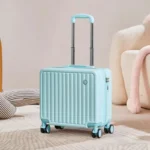 18-Inch Compact Carry-On Suitcase Lightweight Spinner Wheels Fashionable Leather Travel Bag Password Lock Hand Luggage - Image 6